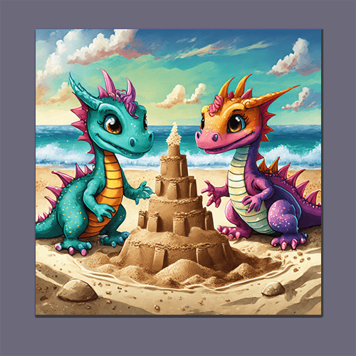 Baby Dragons at the Beach - Art Print - Metal Poster - Canvas Wrap - Premium Framed Art Print