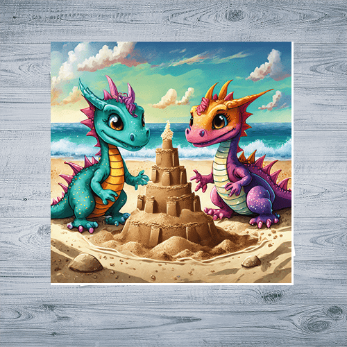 Baby Dragons at the Beach - Art Print - Metal Poster - Canvas Wrap - Premium Framed Art Print