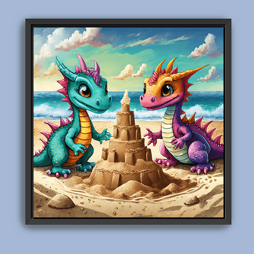 Baby Dragons at the Beach - Art Print - Metal Poster - Canvas Wrap - Premium Framed Art Print