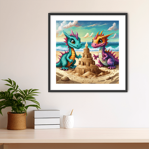 Baby Dragons at the Beach - Art Print - Metal Poster - Canvas Wrap - Premium Framed Art Print