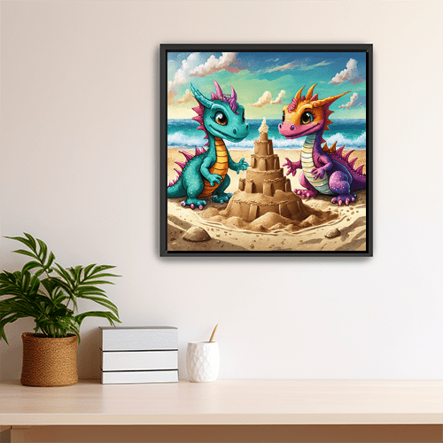Baby Dragons at the Beach - Art Print - Metal Poster - Canvas Wrap - Premium Framed Art Print