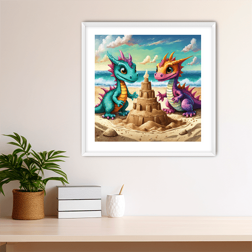 Baby Dragons at the Beach - Art Print - Metal Poster - Canvas Wrap - Premium Framed Art Print