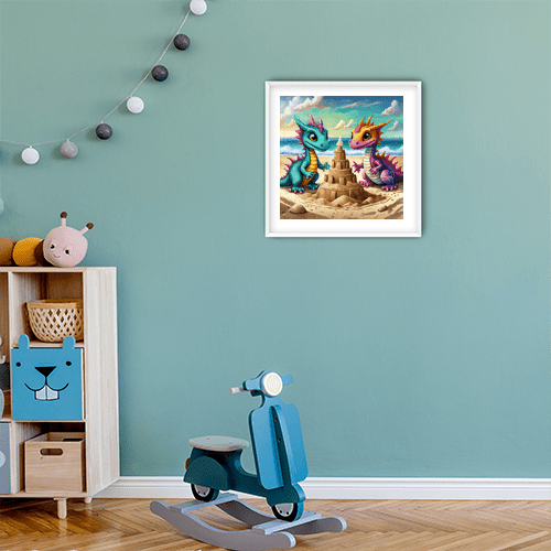 Baby Dragons at the Beach - Art Print - Metal Poster - Canvas Wrap - Premium Framed Art Print