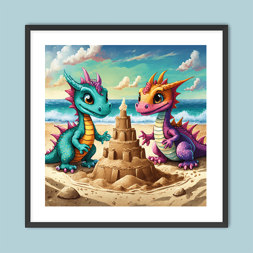 Baby Dragons at the Beach - Art Print - Metal Poster - Canvas Wrap - Premium Framed Art Print