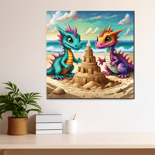 Baby Dragons at the Beach - Art Print - Metal Poster - Canvas Wrap - Premium Framed Art Print