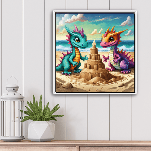 Baby Dragons at the Beach - Art Print - Metal Poster - Canvas Wrap - Premium Framed Art Print
