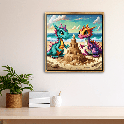 Baby Dragons at the Beach - Art Print - Metal Poster - Canvas Wrap - Premium Framed Art Print