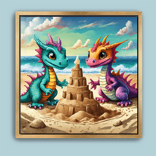 Baby Dragons at the Beach - Art Print - Metal Poster - Canvas Wrap - Premium Framed Art Print