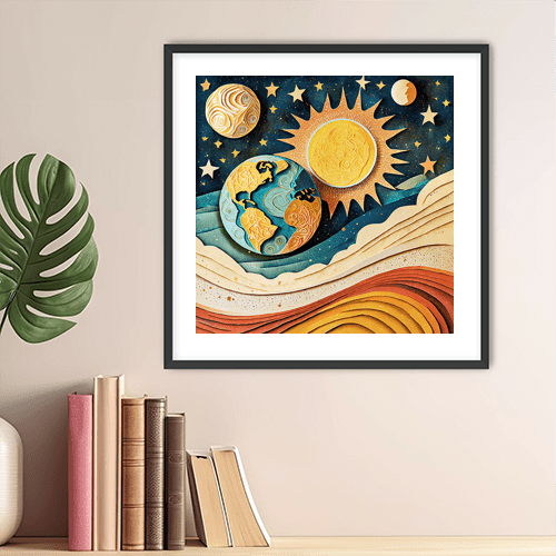 Earth Sun Moon - Art Print - Metal Poster - Canvas Wrap - Premium Framed Art Print