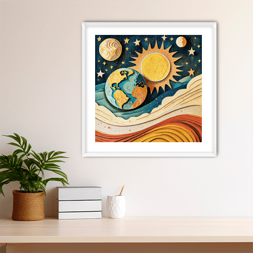 Earth Sun Moon - Art Print - Metal Poster - Canvas Wrap - Premium Framed Art Print