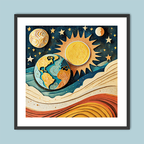 Earth Sun Moon - Art Print - Metal Poster - Canvas Wrap - Premium Framed Art Print