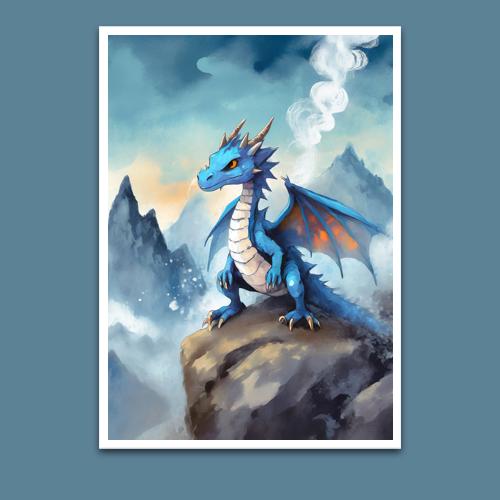 Greeting Card - Dragon on a Rock - Premium Greeting Card