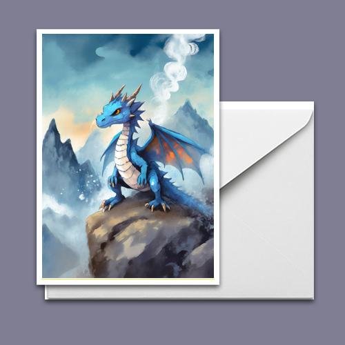 Greeting Card - Dragon on a Rock - Premium Greeting Card