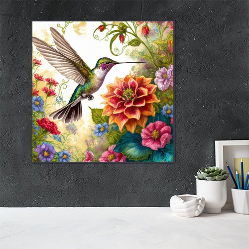 Hummingbird Garden - Art Print - Metal Poster - Canvas Wrap - Premium Framed Art Print