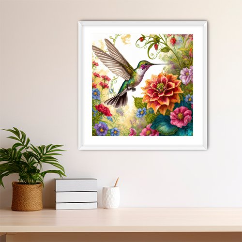 Hummingbird Garden - Art Print - Metal Poster - Canvas Wrap - Premium Framed Art Print