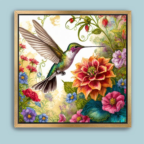 Hummingbird Garden - Art Print - Metal Poster - Canvas Wrap - Premium Framed Art Print