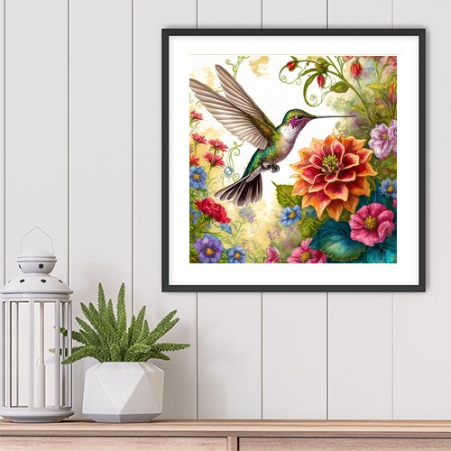 Hummingbird Garden - Art Print - Metal Poster - Canvas Wrap - Premium Framed Art Print