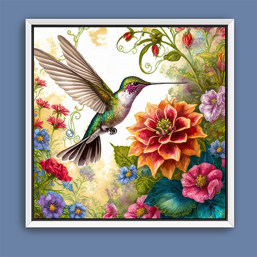Hummingbird Garden - Art Print - Metal Poster - Canvas Wrap - Premium Framed Art Print