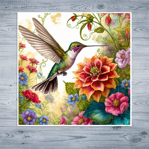 Hummingbird Garden - Art Print - Metal Poster - Canvas Wrap - Premium Framed Art Print