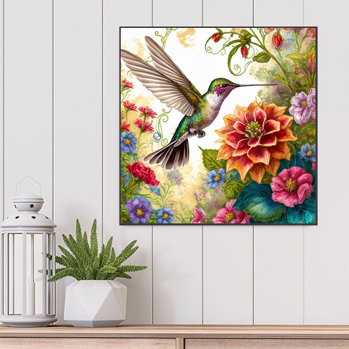 Hummingbird Garden - Art Print - Metal Poster - Canvas Wrap - Premium Framed Art Print