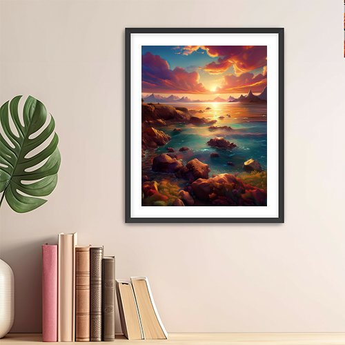 Rock Beach at Sunset - Art Print - Metal Poster - Canvas Wrap - Premium Framed Art Print