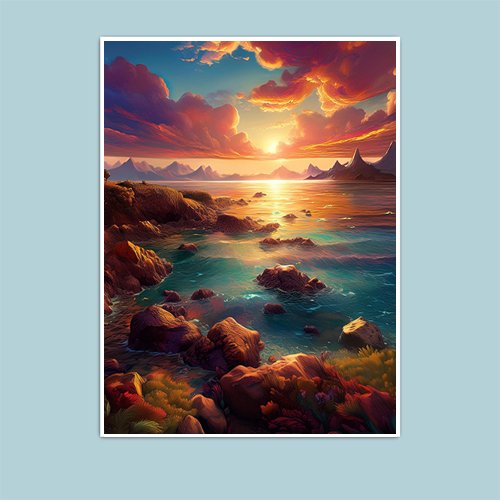 Rock Beach at Sunset - Art Print - Metal Poster - Canvas Wrap - Premium Framed Art Print