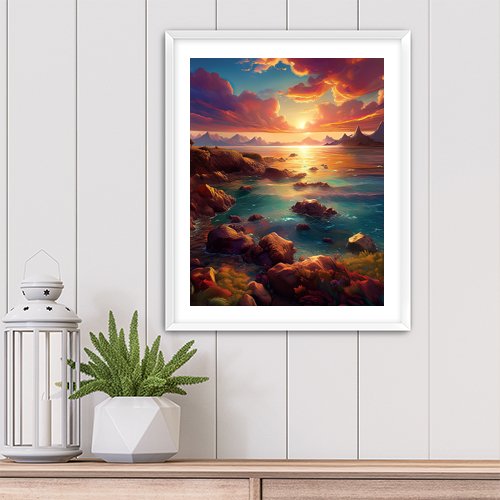 Rock Beach at Sunset - Art Print - Metal Poster - Canvas Wrap - Premium Framed Art Print