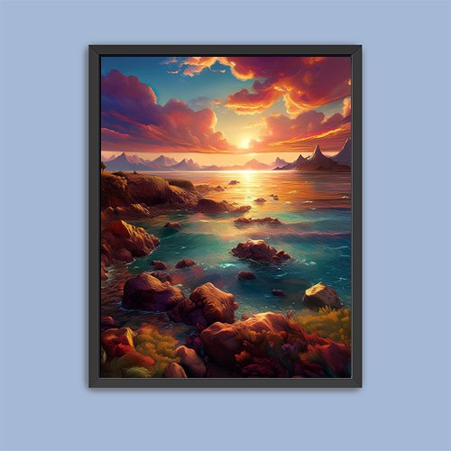 Rock Beach at Sunset - Art Print - Metal Poster - Canvas Wrap - Premium Framed Art Print