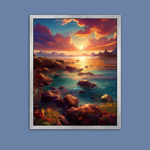 Rock Beach at Sunset - Art Print - Metal Poster - Canvas Wrap - Premium Framed Art Print