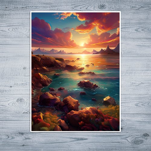 Rock Beach at Sunset - Art Print - Metal Poster - Canvas Wrap - Premium Framed Art Print