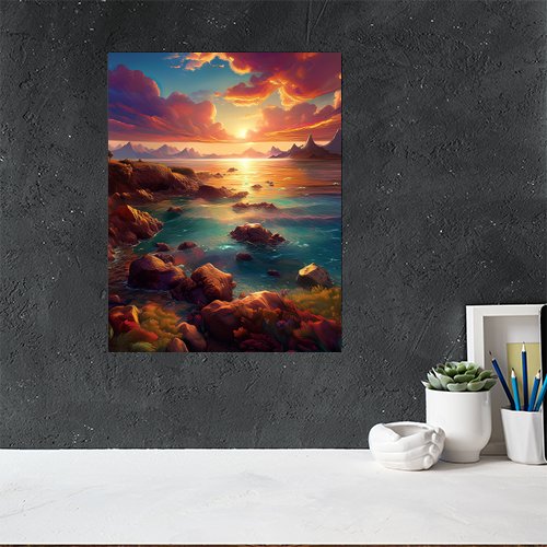 Rock Beach at Sunset - Art Print - Metal Poster - Canvas Wrap - Premium Framed Art Print