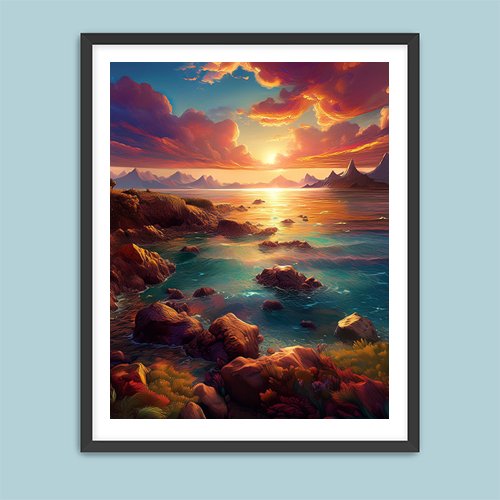 Rock Beach at Sunset - Art Print - Metal Poster - Canvas Wrap - Premium Framed Art Print
