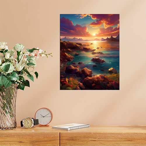 Rock Beach at Sunset - Art Print - Metal Poster - Canvas Wrap - Premium Framed Art Print