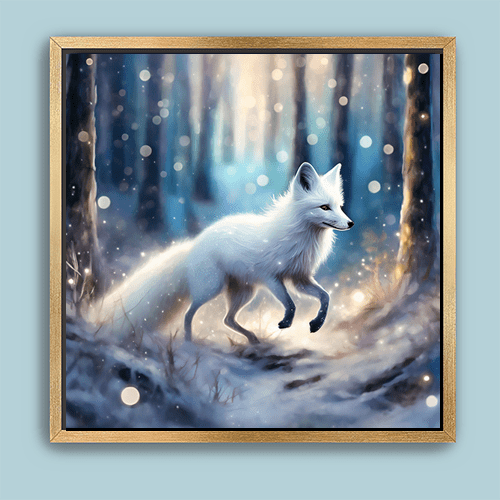 Snow Fox On a Winter Night - Art Print - Metal Poster - Canvas Wrap - Premium Framed Art Print