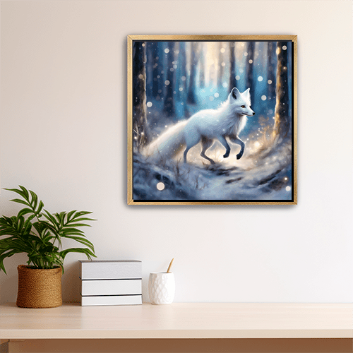 Snow Fox On a Winter Night - Art Print - Metal Poster - Canvas Wrap - Premium Framed Art Print