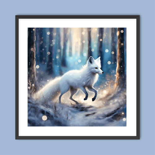 Snow Fox On a Winter Night - Art Print - Metal Poster - Canvas Wrap - Premium Framed Art Print