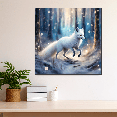 Snow Fox On a Winter Night - Art Print - Metal Poster - Canvas Wrap - Premium Framed Art Print