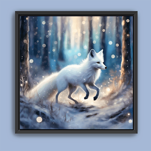 Snow Fox On a Winter Night - Art Print - Metal Poster - Canvas Wrap - Premium Framed Art Print