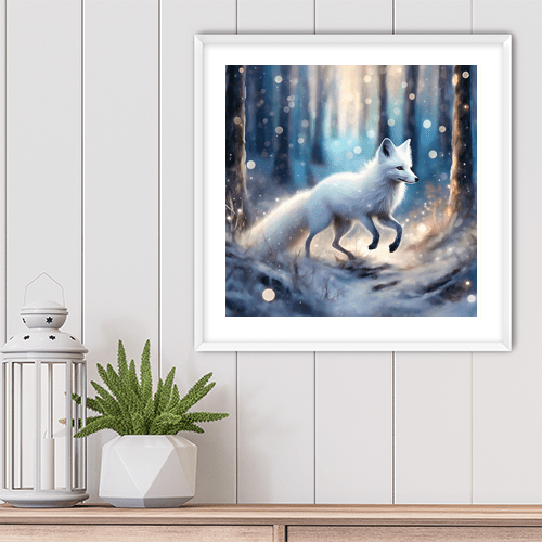 Snow Fox On a Winter Night - Art Print - Metal Poster - Canvas Wrap - Premium Framed Art Print
