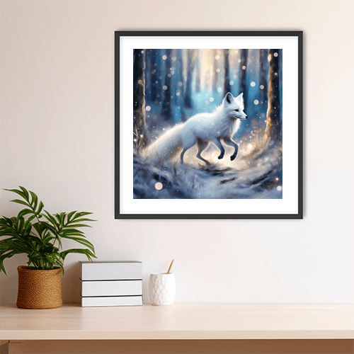 Snow Fox On a Winter Night - Art Print - Metal Poster - Canvas Wrap - Premium Framed Art Print
