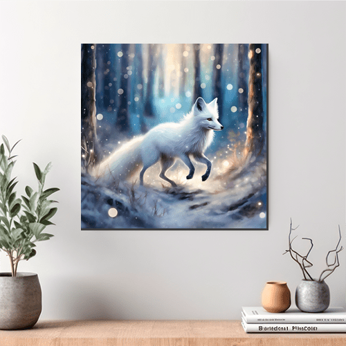 Snow Fox On a Winter Night - Art Print - Metal Poster - Canvas Wrap - Premium Framed Art Print