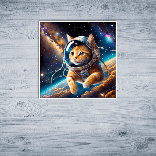 Space Kitty Orange Tabby - Art Print - Unframed - Premium Unframed Art Print