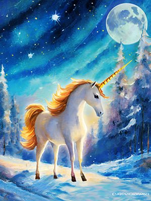 Winter Unicorn - Art Print - Unframed - Premium Unframed Art Print