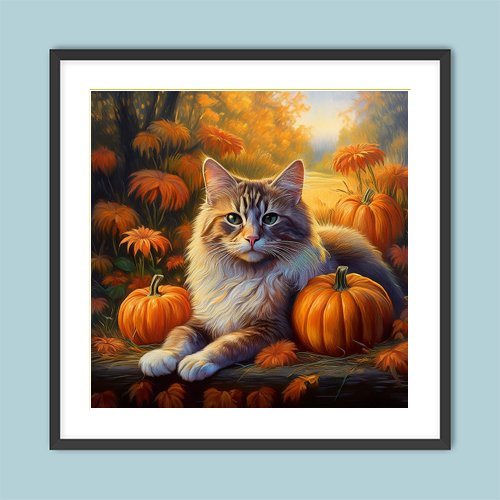 Autumn Cat - Art Print - Metal Poster - Canvas Wrap - Premium Framed Art Print