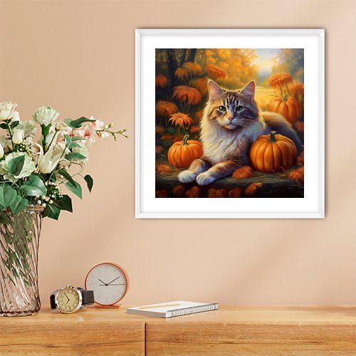 Autumn Cat - Art Print - Metal Poster - Canvas Wrap - Premium Framed Art Print