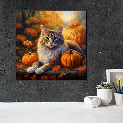 Autumn Cat - Art Print - Metal Poster - Canvas Wrap - Premium Framed Art Print