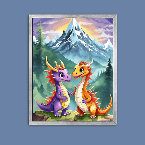 Baby Dragons Mountains - Art Print - Metal Poster - Canvas Wrap - Premium Framed Art Print