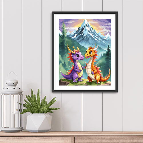 Baby Dragons Mountains - Art Print - Metal Poster - Canvas Wrap - Premium Framed Art Print