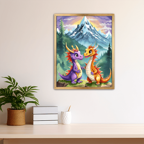 Baby Dragons Mountains - Art Print - Metal Poster - Canvas Wrap - Premium Framed Art Print