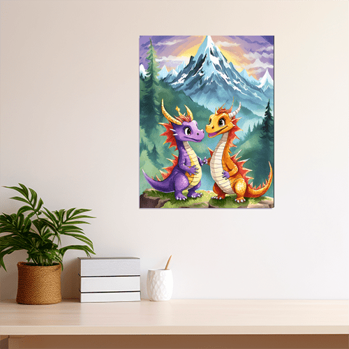 Baby Dragons Mountains - Art Print - Metal Poster - Canvas Wrap - Premium Framed Art Print